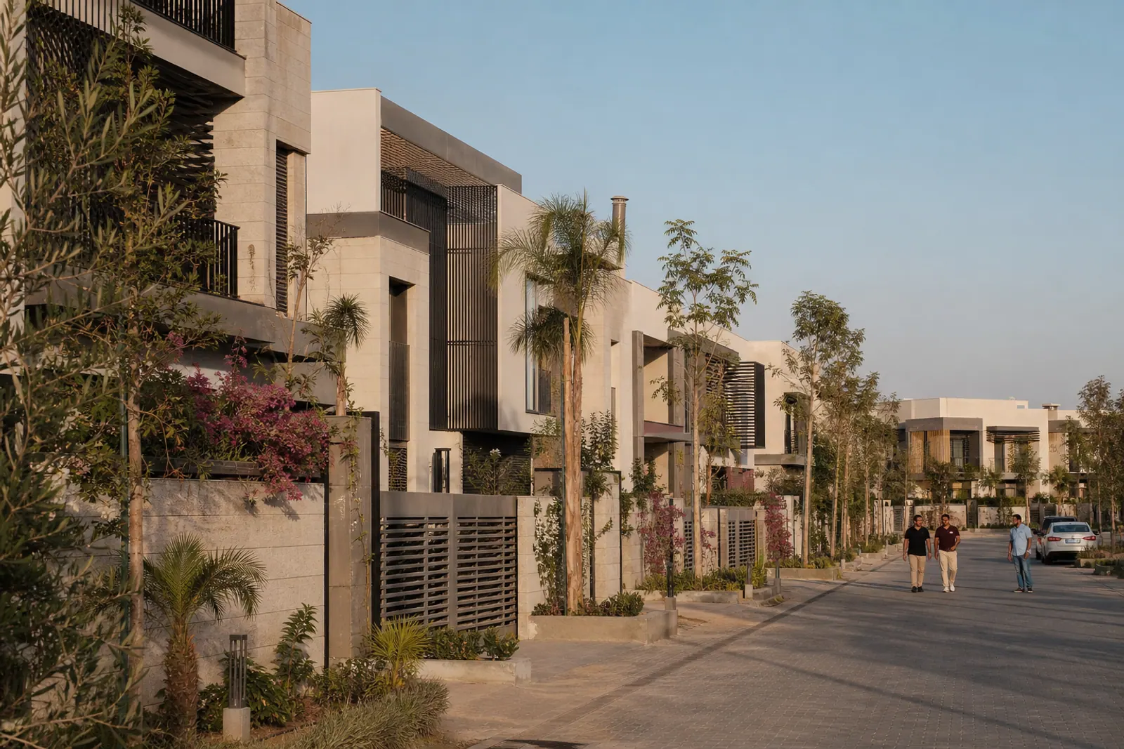Modern villas in an Egyptian residential compound.